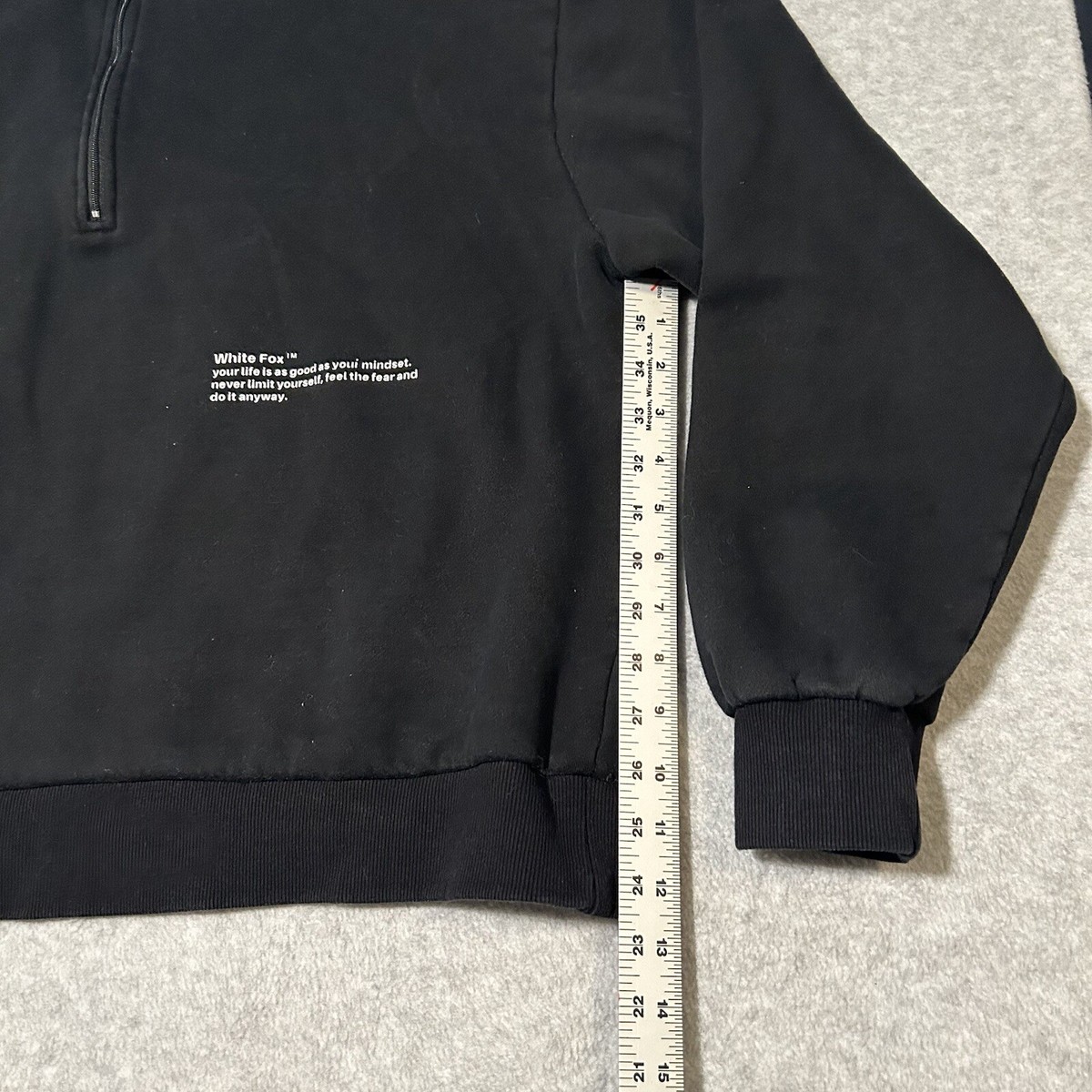 White Fox Oversized Pullover 1/4 Zip Jacket Black Logo Size