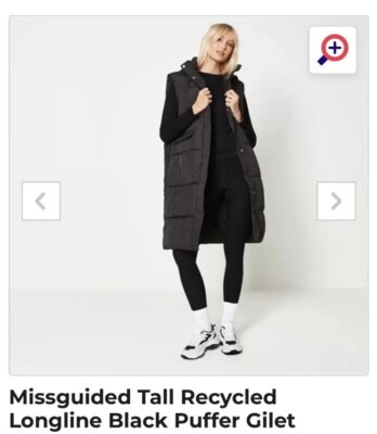 Missguided Tall Longline Black Puffer Gilet 10 Autumn Winter