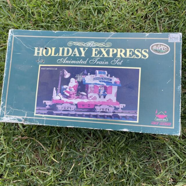 1997 Bright Holiday Express 380-1 Post Office Car Animated Train Set Santa for sale online