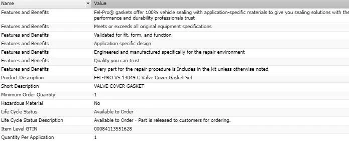 Valve Cover Gasket Set Fel-Pro For 1958-1966 FORD FAIRLANE V8-5.8L - Image 2 of 4