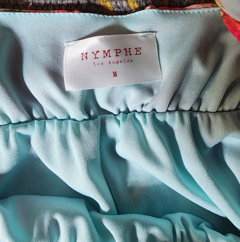 Size M, NYMPHE Blue W/ Florescent Hot Pink Flowers Long Flowy Dress Dreamlike - Picture 12 of 13