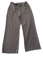 Halara High Waisted Pull On Wide Leg Pants Women's Large Gray Belted New