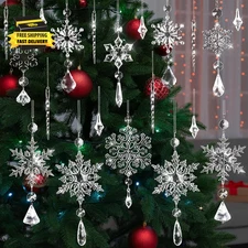 20Pcs Crystal Christmas Ornaments for Christmas Tree Decorations, Hanging Acryli