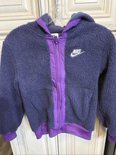 Nike Girls Sportswear Club Fleece Full Zip Winterized Hoodie Jacket Purple Small