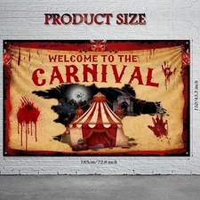 "Halloween Circus Backdrop Creepy Carnival Party Decoration Horror Theme Welcome