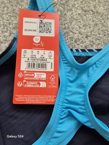 Speedo Women’s Medley Logo Medalist Swimming Costume Navy - UK10/2 - Picture 4 of 7