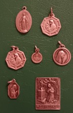Vintage Religious Medals. Lot Of 6 And Small Plaque. 