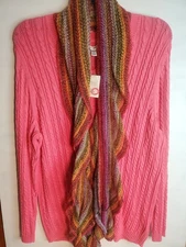 Women's Croft & Barrow sweater and scarf set color pink size 2X