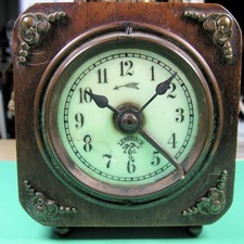 Antiker LENZKIRCH Wecker Reiseuhr, Holz mit Bronze Verzierungen, ca. 1880