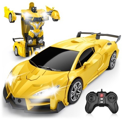 Qumcou Transform Remote Control Car, RC Cars for Boys Age 3-5 Large, Yellow 