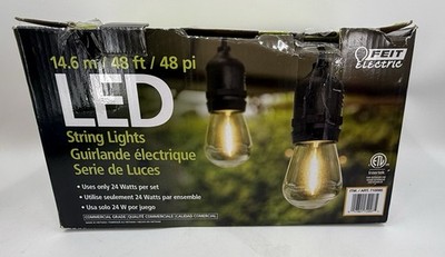 Feit Electric 48' LED Filament String Outdoor Light Set Black New In Open Box