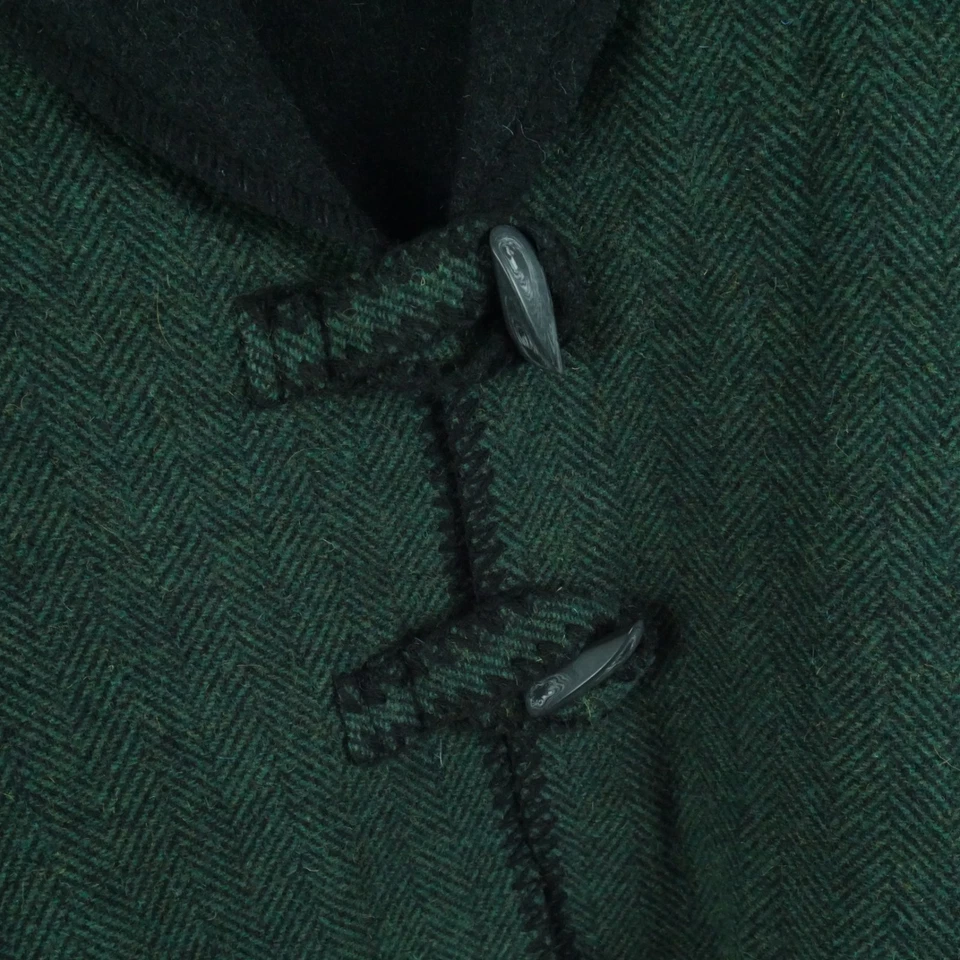 Vintage Petite Small Boiled Wool Coat Shawl Collar Toggle Green Countryside 90s - Image 4 of 4