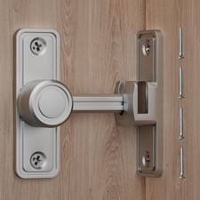 Barn Door Privacy Latch, 90 /180  Swing Slide Lock, Zinc-Alloy, Adhesi