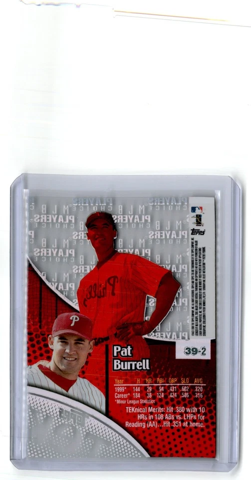 2000 Topps Tek Pat Burrell Phillies #39-2 - Image 2 of 2