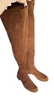 Stuart Weitzman Women's Sz 9 Hilo Brown Suede Over The Knee OTK Boots