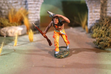 RARE Elastolin North American Indian Brave Toy Figure running w/rifle-Germany