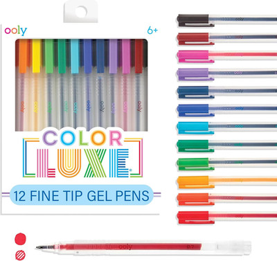 Ooly Color Luxe Gel Pen, Set of 12, Coloring, Drawing, and Notetaking Gel Pens,