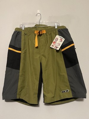 Vintage GT Bicycles Cargo Shorts Mens 2XL Green Colorblock Padded Cycling
