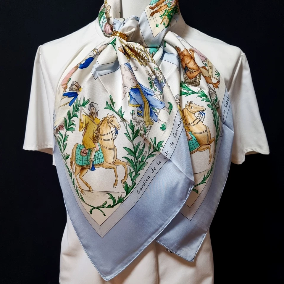 RARE VINTAGE HERMES Silk Scarf "Costumes civils actuels" Carre 90 - Image 2 of 4