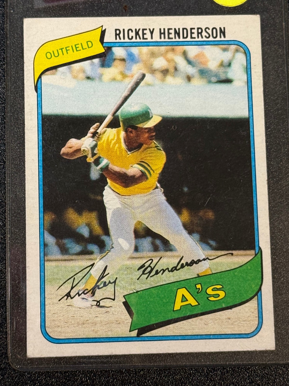 1980 Topps Rickey Henderson Rookie Card #482 – PSA 7 Potential – Oakland A’s Leg