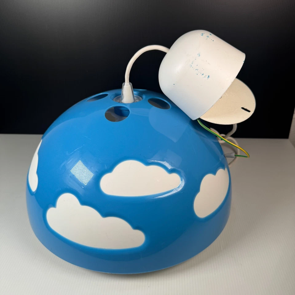 Vintage Ikea Skojig Cloud Pendant Ceiling Light Lamp Shade Blue & White 36cm - Image 3 of 4