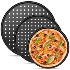 CasaCulina 3PCS Round Pizza Pan with Holes, Nonstick Pizza Tray for Oven 9Inc...