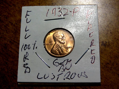 Gem Brilliant Uncirculated NEAR FULL RED  1932-P Lincoln Penny L1