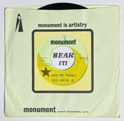 Country Teen Rockabilly 45 FRED CARTER JR Born For Trouble MONUMENT promo EX