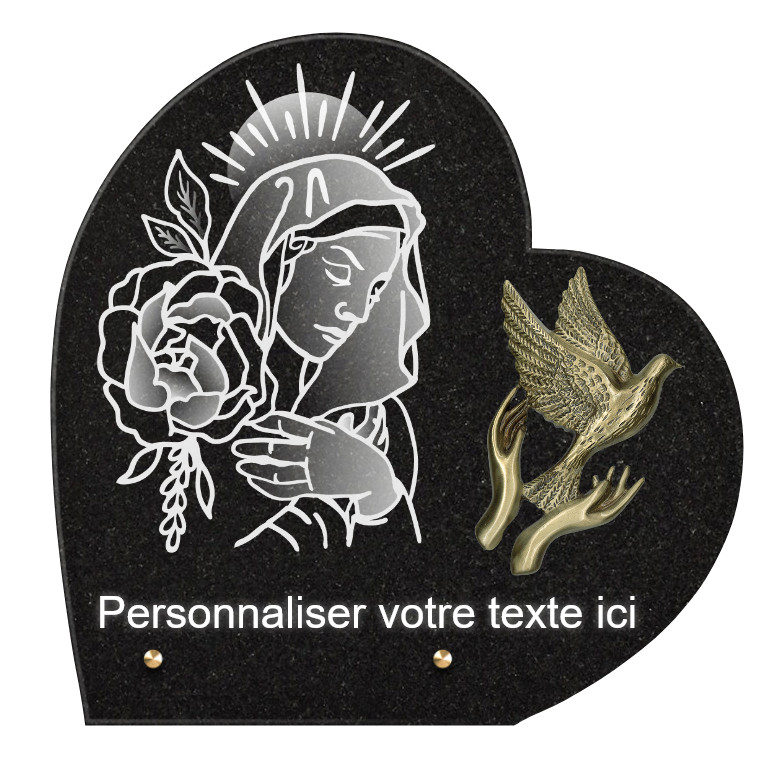 Plaque funéraire personnalisable coeur gravé monument commémoratif extérieur