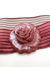 Charmant Belt Women s Pink Rose Buckle Stretch Belt Medium VTG Retro Cottage