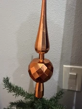 VTG Metallic Copper Plastic Tree Topper Finial Retro MCM Christmas Ornament