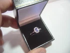 VINTAGE solid silver RING-NATURAL TRIPLE GRADE AAA TANZANITE & ZIRCONS-  SIZE N