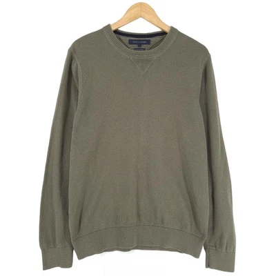 Tommy Hilfiger Homme Pull En Maille Verte Coton Classique Col Rond Lo3 Taille M - Photo 1/4