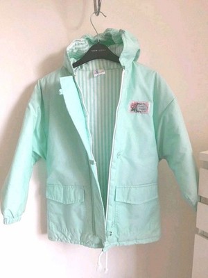 Mädchen Kinder mintgrün Reißverschluss gefüttert Kapuze Anorak Brustumfang 34''/Länge 25''