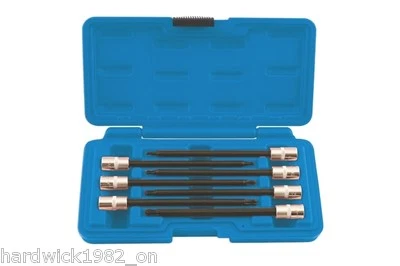STAR TORX BALL END SOCKET BIT SET T10 T15 T20 T25 T27 T30 T40 100mm LONG + CASE