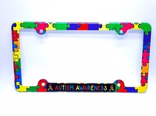 AUTISM AWARENESS METAL STANDARD CAR LICENSE PLATE FRAME