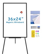 VIZ-PRO Magnetic Whiteboard Easel 36 x 24 In Dry Erase Board Height Adjustable