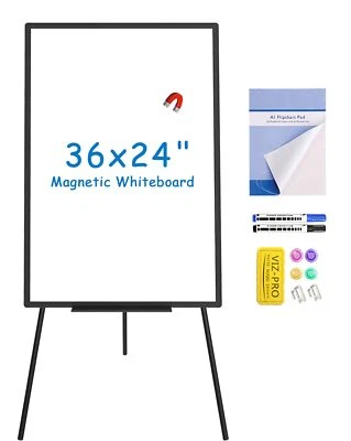 VIZ-PRO Magnetic Whiteboard Easel 36 x 24 In Dry Erase Board Height Adjustable
