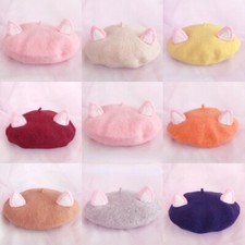 Wool Blend Cap Cat Bunny ?Ear Berets Mori Girl Warm Painter Hat Beanie Lolita