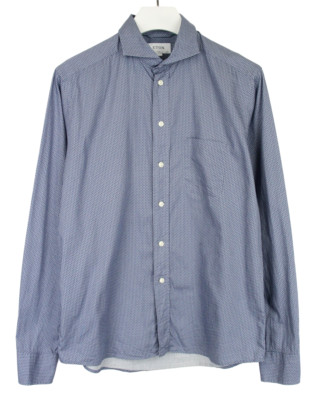 ETON Slim Hemd Herren (UK) 42 Knopfleiste Patch Pocket Langarm Blau