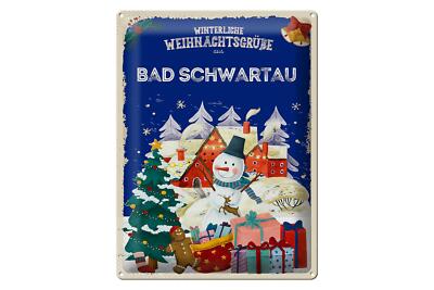 Blechschild Weihnachtsgrüße BAD SCHWARTAU Geschenk Schild  30x40 cm