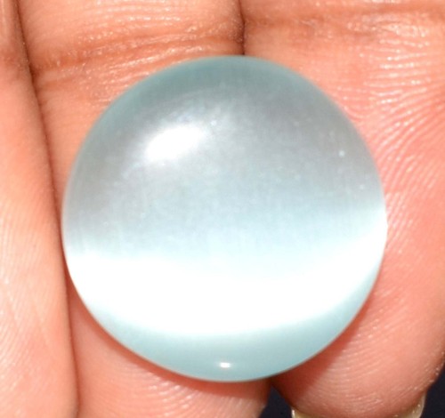 Pietra portafortuna cabochon rotondo cielo cielo blu naturale 17,60 carati certificata B63722 - Foto 4 di 8