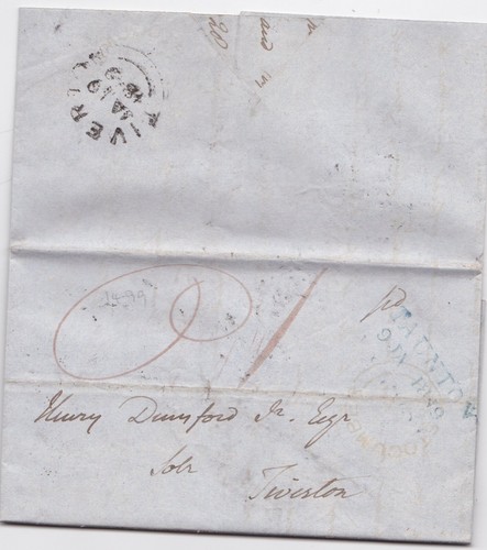 1849 UDC STOGUMBER & BLUE TAUNTON PENNY POST £3500 PROPERTY DEAL CONFIDENTIAL - 第 1/5 張圖片