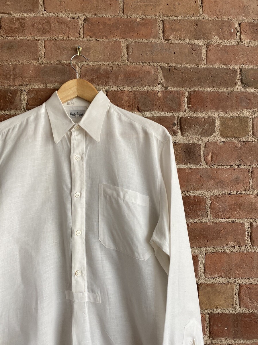 Vintage Paul Smith Men's Pullover Shirt Sz 15/38, 100% Linen, Made