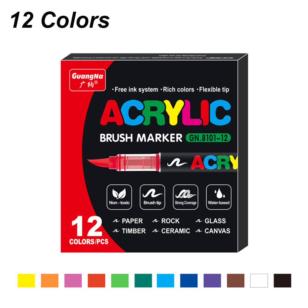 12/24/36 Pcs Acrylic Paint Marker Pens Waterproof Permanent 