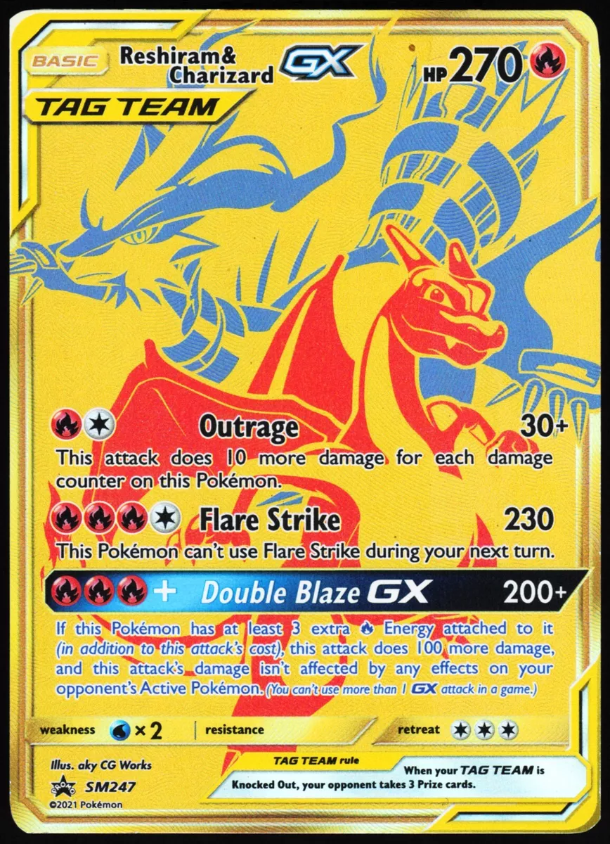 Mavin  Jumbo Pokemon Reshiram Charizard GX Tag Team Gold Promo