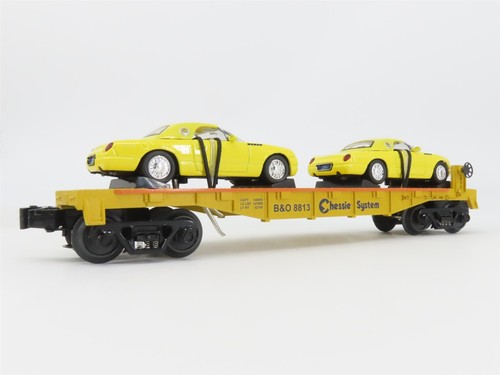 O27 Gauge 3-Rail MTH RailKing 30-76055 B&O Chessie Flat Car #8813 w/Ford T'Birds - Picture 6 of 12