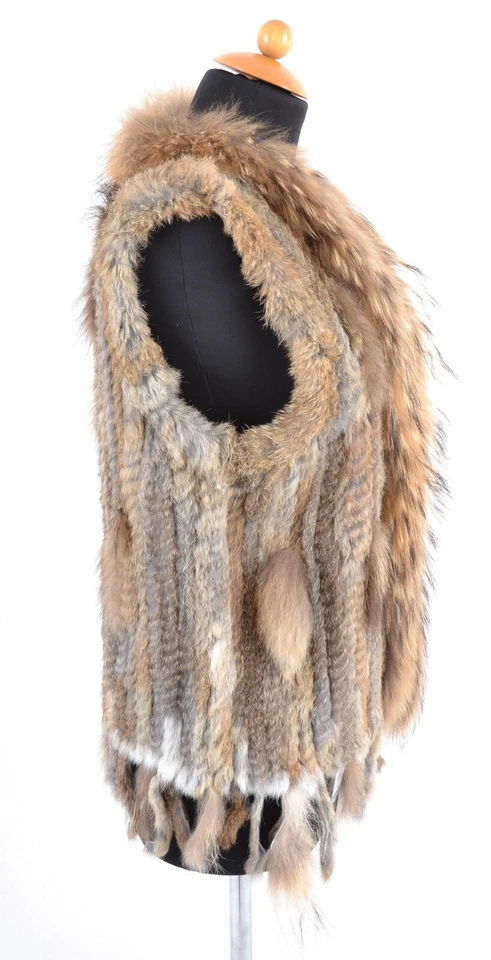 US4873 COLETE LAPIN KANIN REAL COLETE DE PELE CONEY COLETE DE PELE DE COELHO MORMOTA COLETE DE PELE DE MALHA - Imagem 4 de 4