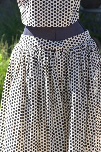 Women's Vintage MSK 3 Piece Skirt Suit White Black Polka Dot 28 Pockets Yellow - Picture 8 of 15
