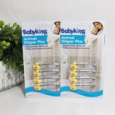 Baby King Animal Yellow Duck Diaper Pins Safety Lock Stainless Steel 8 Pieces